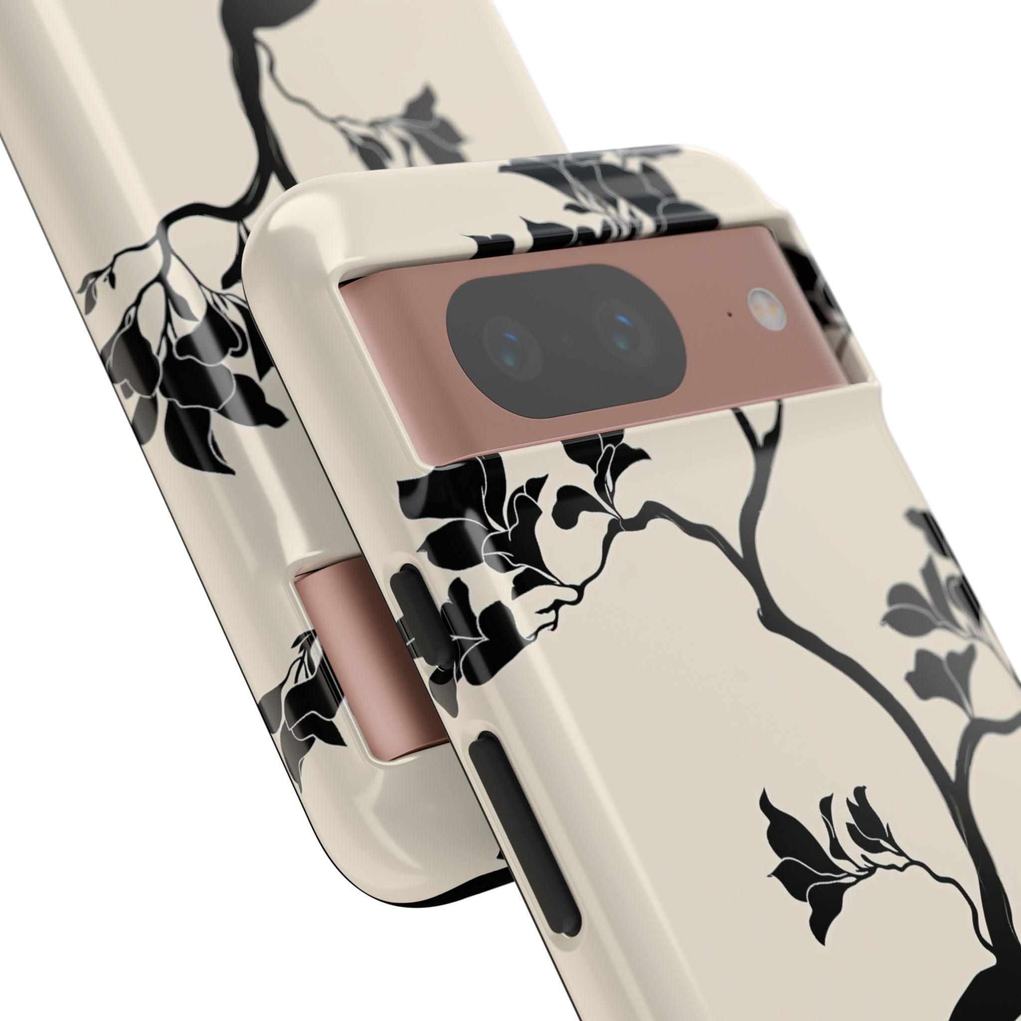 Beige Tough Phone Case for Google Pixel - Obsidian Bonsai Silhouette