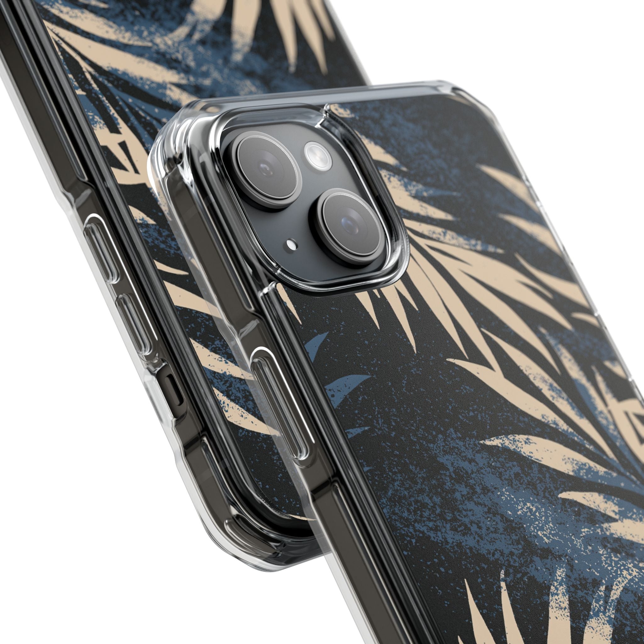 Blue Impact MagSafe Phone Case for iPhone - Midnight Indigo Palm