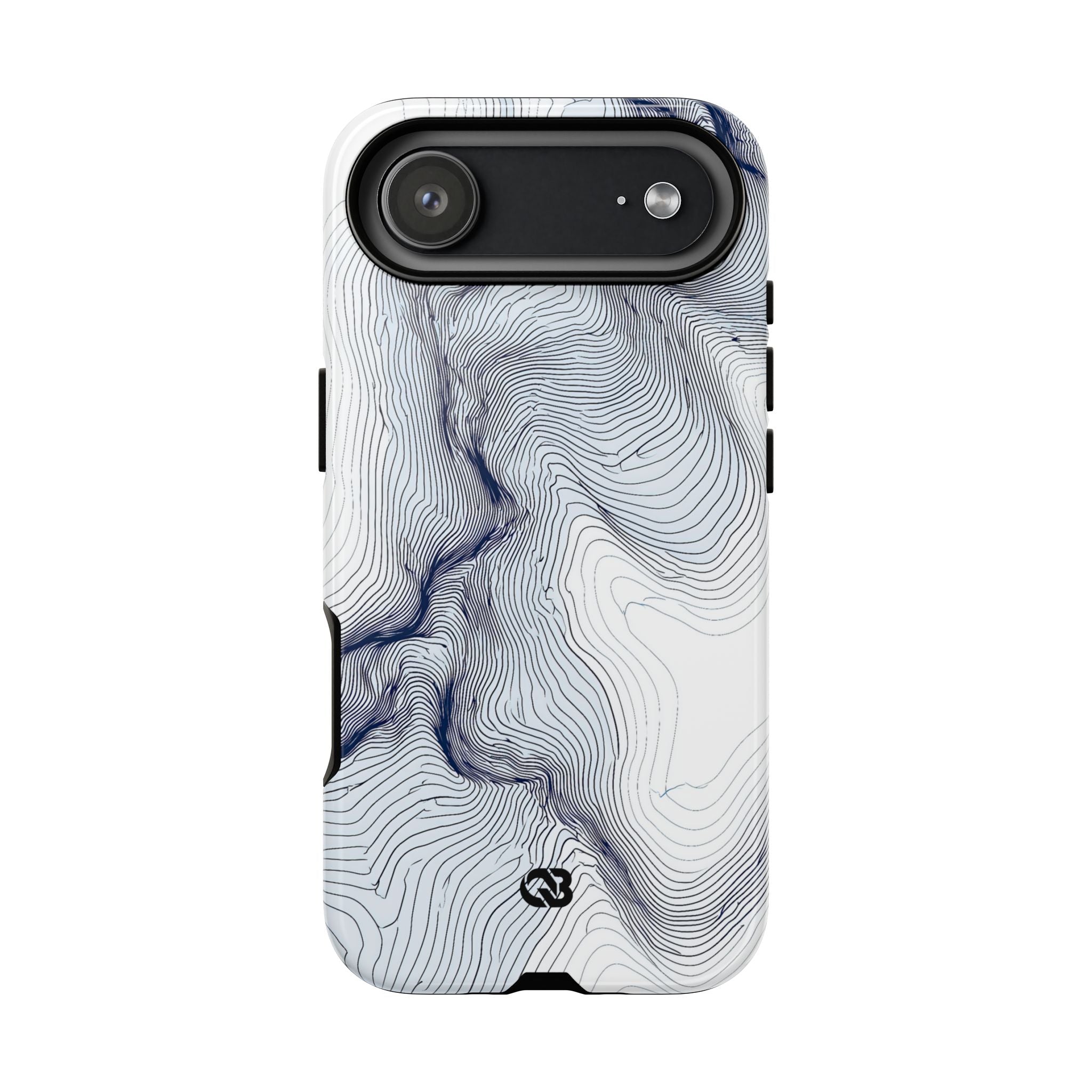 White Tough Phone Case for iPhone - Nordic Ridge Topo
