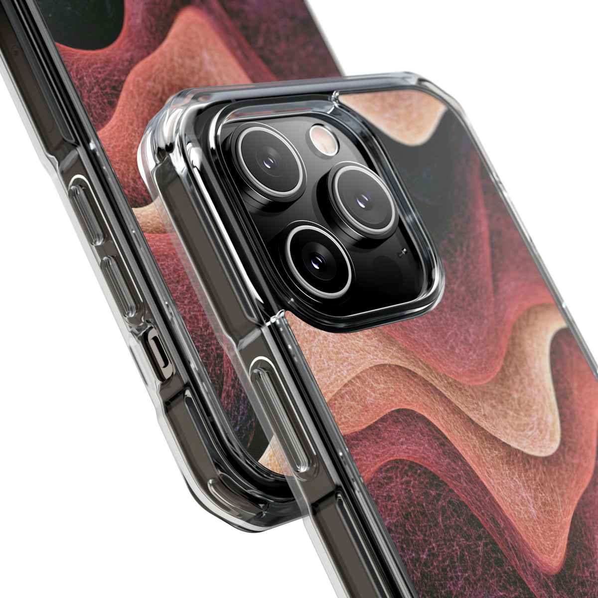 Rose Contour Waves · Clear Impact Magnetic Phone Case for iPhone · Pink