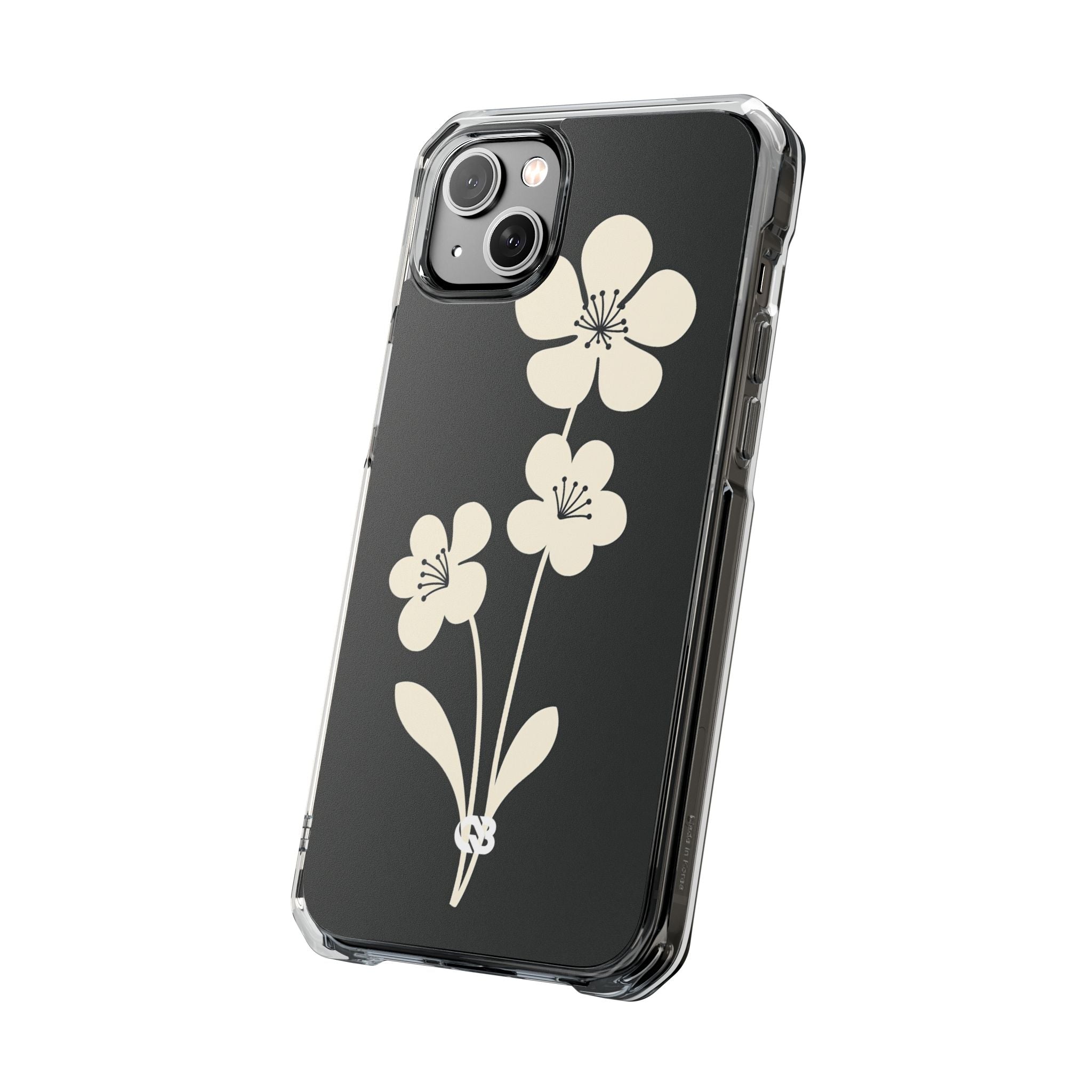 Black Impact MagSafe Phone Case for iPhone - Obsidian Cream Bloom