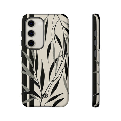Beige Tough Phone Case for Samsung - Soot Leaf Sketch