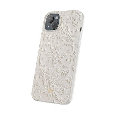 White Lite Phone Case for iPhone - Alabaster Floral Relief
