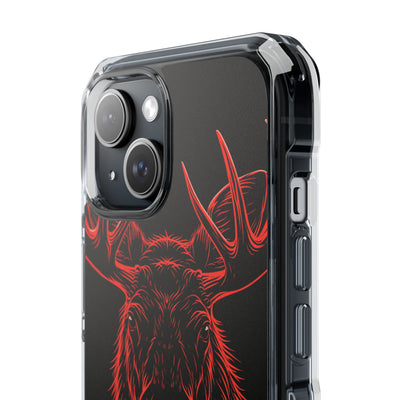 Nordic Moose Contour · Clear Impact Magnetic Phone Case for iPhone ·  Red