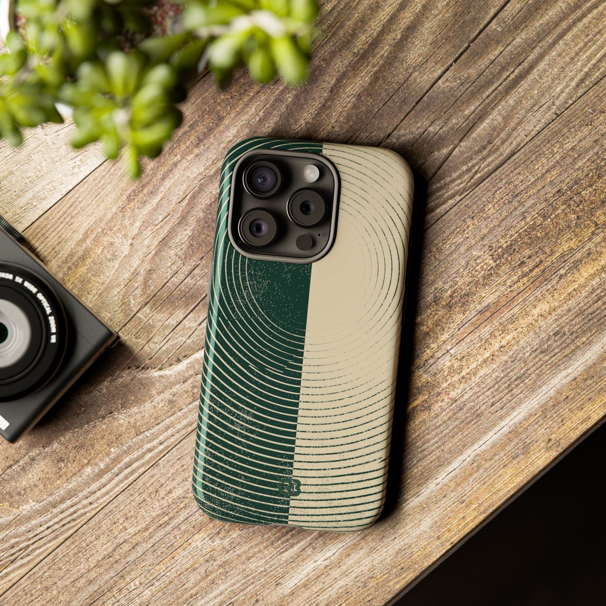 Green Tough Phone Case for iPhone - Evergreen Split Grain
