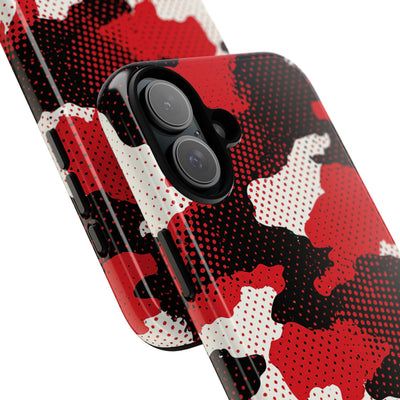 Crimson Halftone Camo · Tough Phone Case for iPhone · Red