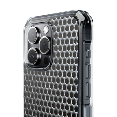 Brushed Perforated Steel · Clear Impact Magnetic Phone Case for iPhone ·  Silver