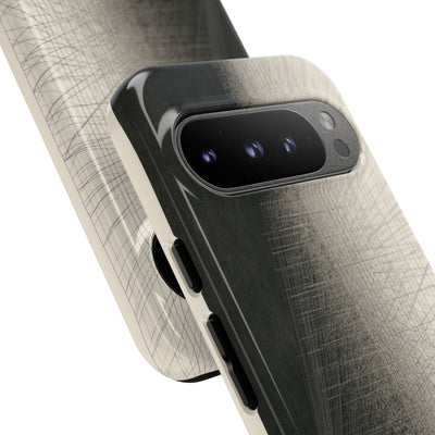 Beige Tough Phone Case for Google Pixel - Brutalist Graphite Grid