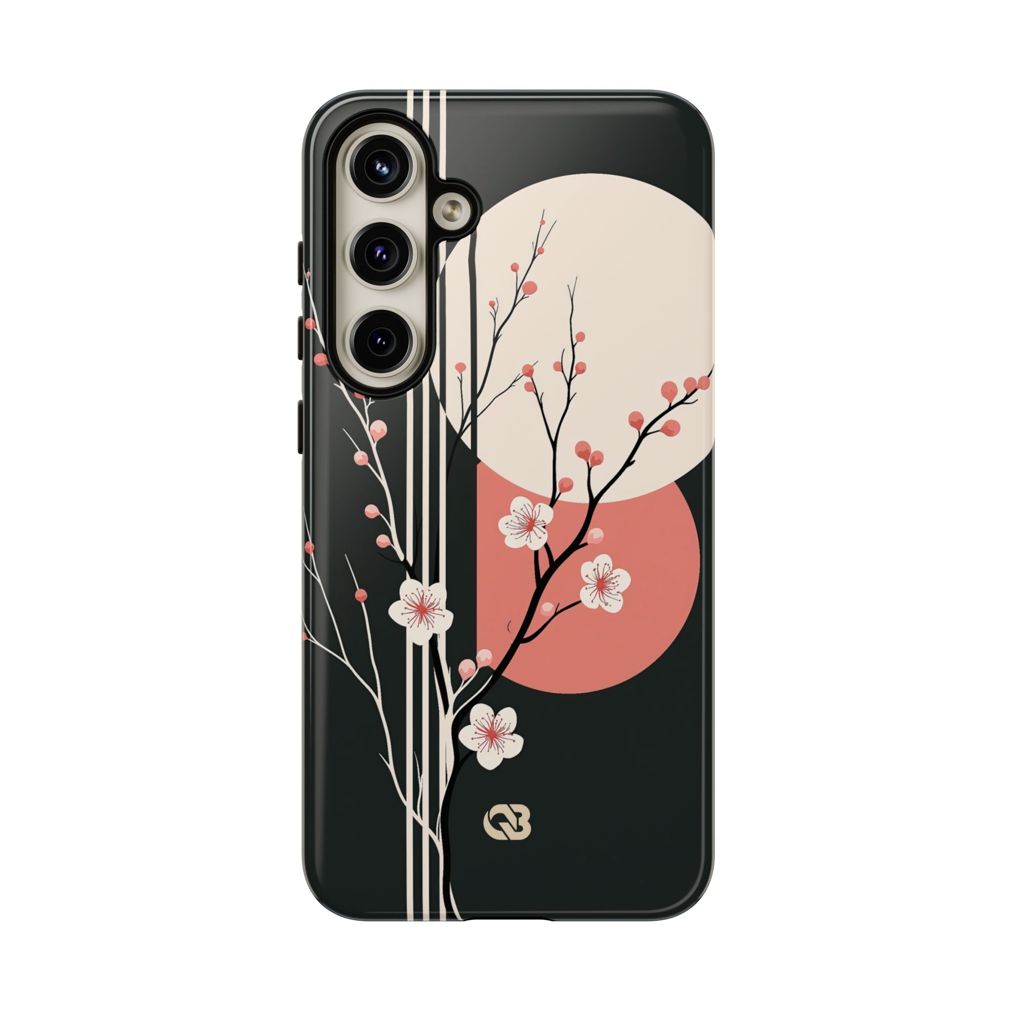 Black Tough Phone Case for Samsung - Kyoto Midnight Blossom