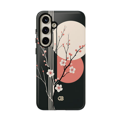 Black Tough Phone Case for Samsung - Kyoto Midnight Blossom