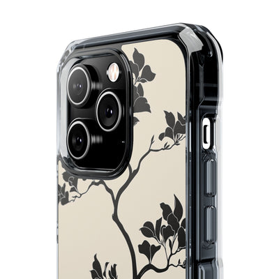 Beige Impact MagSafe Phone Case for iPhone - Obsidian Bonsai Silhouette