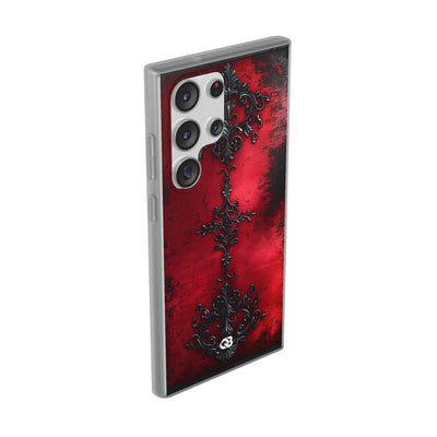 Crimson Gothic Filigree · Soft Phone Case for Samsung
