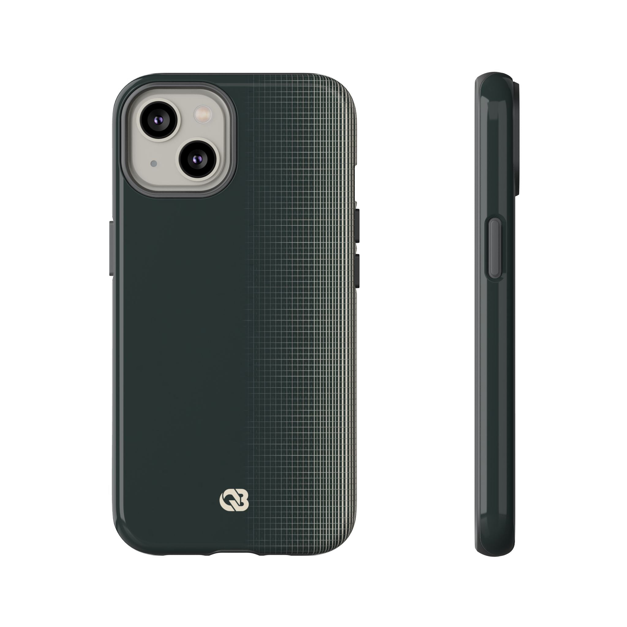 Grey Tough Phone Case for iPhone - Charcoal Tech Grid
