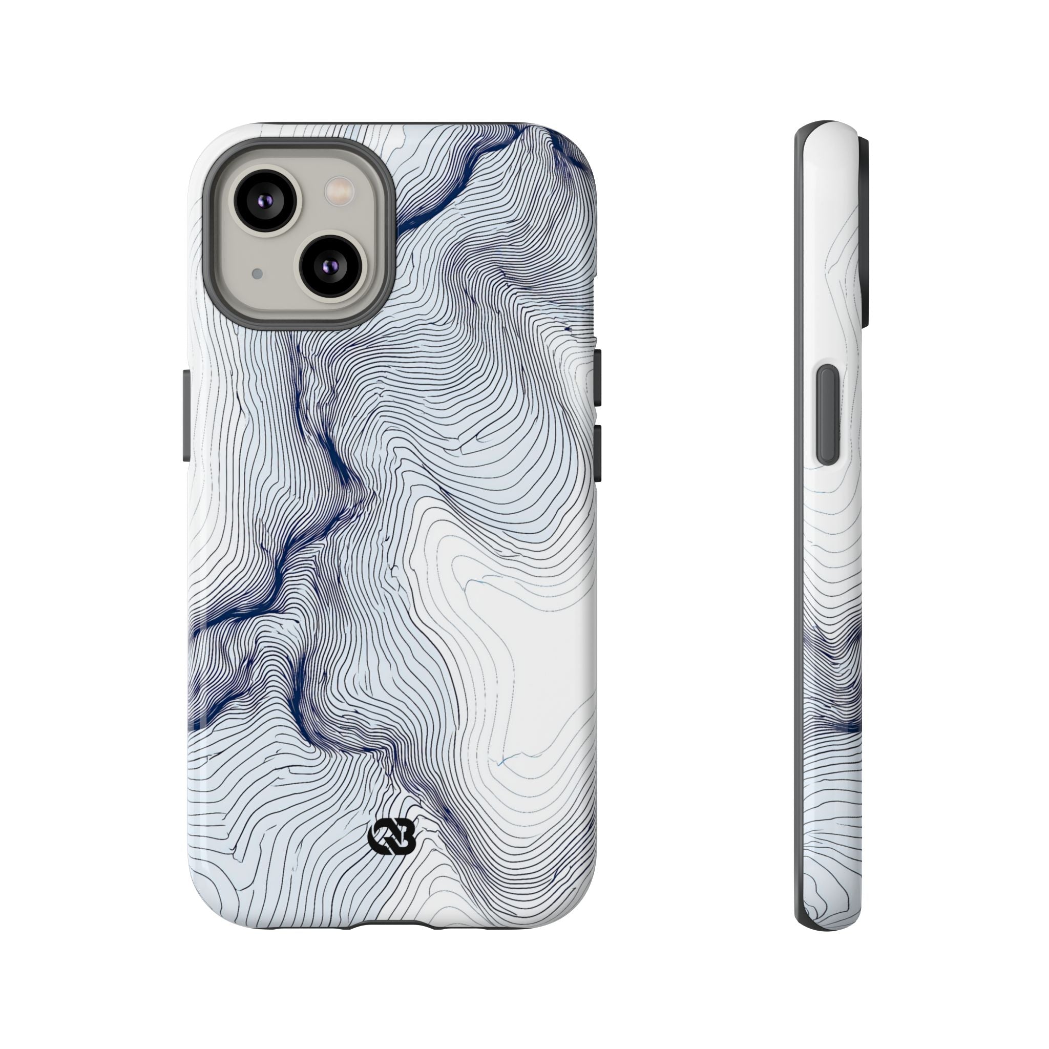 White Tough Phone Case for iPhone - Nordic Ridge Topo