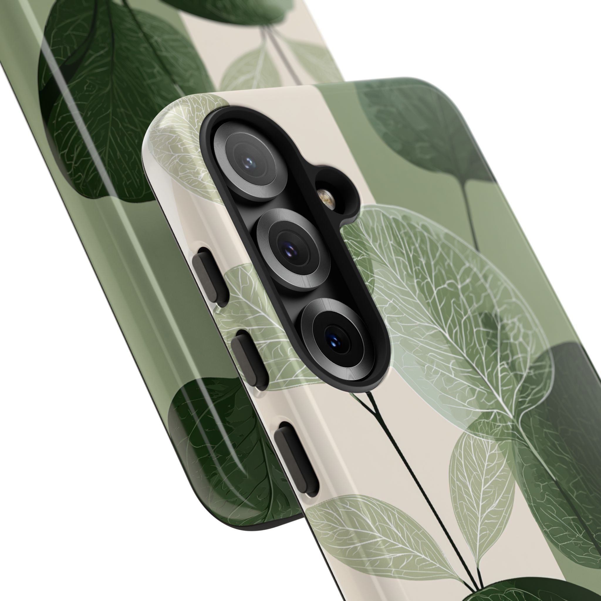 Green Tough Phone Case for Samsung - Sage Leaf Skeletals