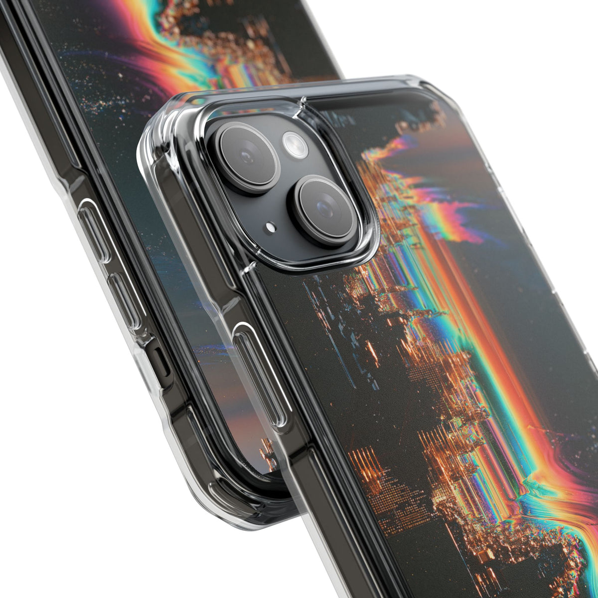 Prismatic Circuit · Clear Impact Magnetic Phone Case for iPhone · Black