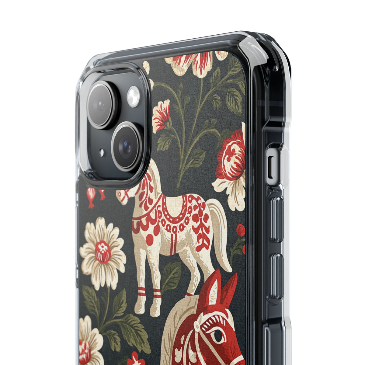 Nordic Dala Meadow · Clear Impact Magnetic Phone Case for iPhone · Red