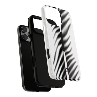 White Tough Phone Case for iPhone - Kinetic Mono Distortion