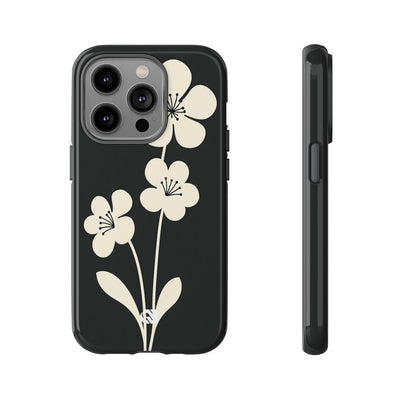 Black Tough Phone Case for iPhone - Obsidian Cream Bloom