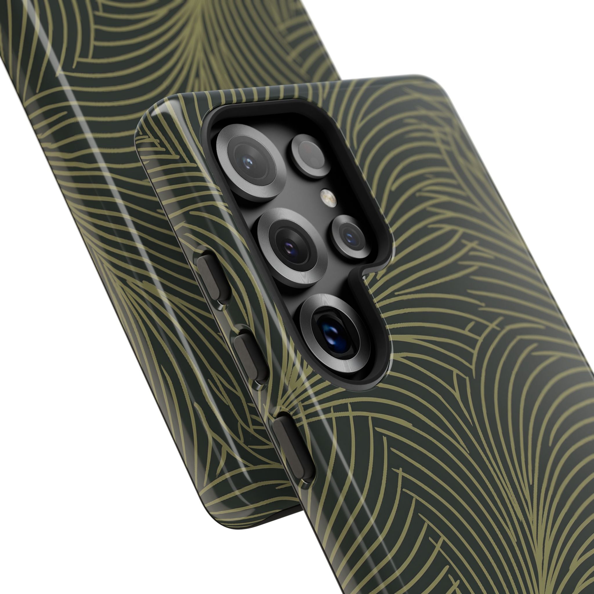 Green Tough Phone Case for Samsung - Dark Olive Plume