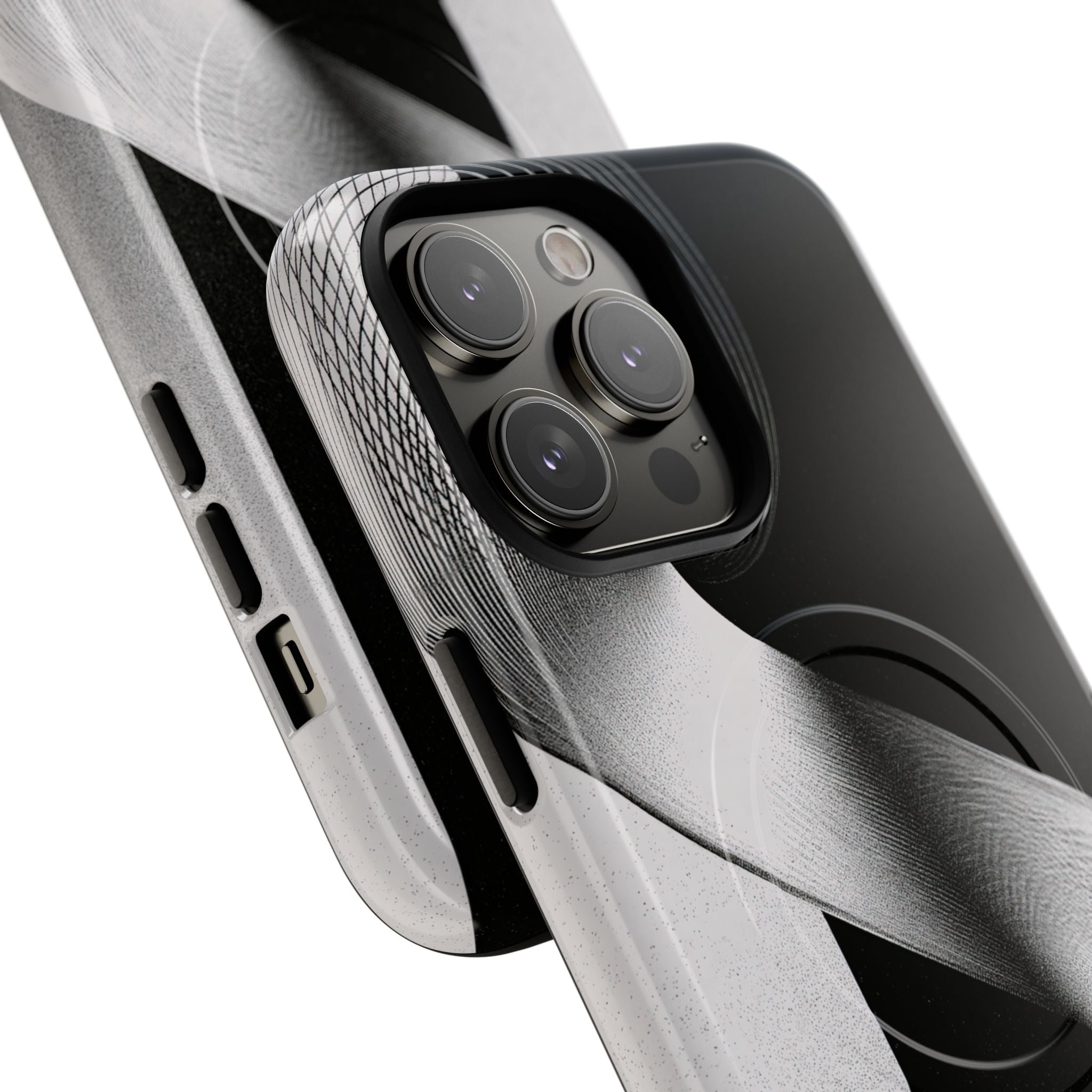 Grey Tough 2.0 Magsafe Phone Case for iPhone - Obsidian Moiré Wave