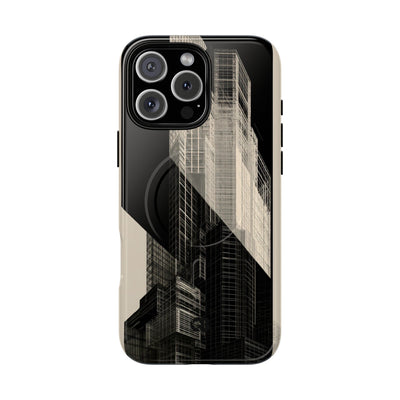 Beige Tough 2.0 Magsafe Phone Case for iPhone - Monolith Urban Grid