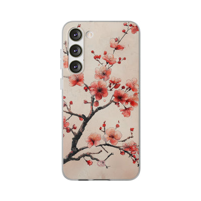 Crimson Silk Flora · Soft Phone Case for Samsung