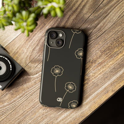 Black Tough Phone Case for iPhone - Obsidian Sand Petals