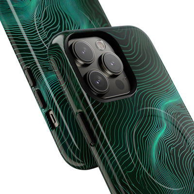Teal Tough 2.0 Magsafe Phone Case for iPhone - Neon Jade Contour