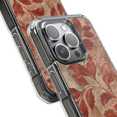 Terracotta Botanical Fresco · Clear Impact Magnetic Phone Case for iPhone · Red