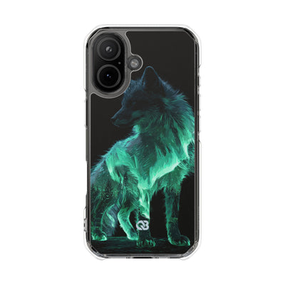 Nordic Aurora Fox · Clear Impact Magnetic Phone Case for iPhone · Teal