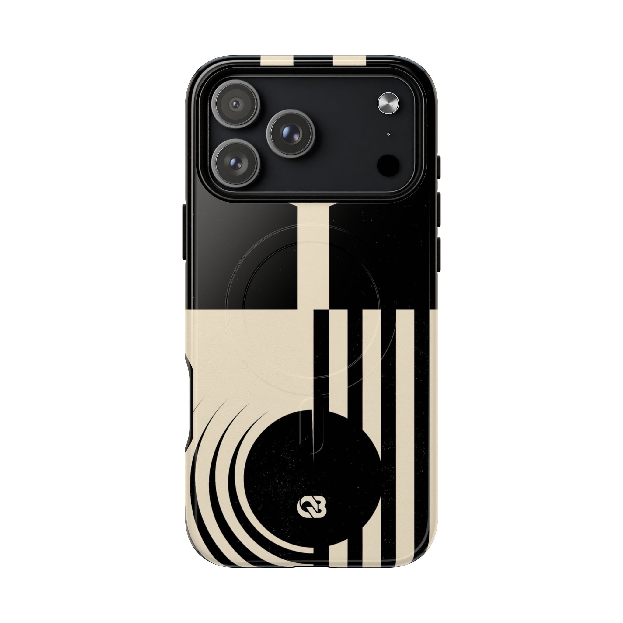 Black Tough 2.0 Magsafe Phone Case for iPhone - Ivory Signal Grid