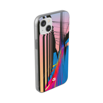 Blue Lite Phone Case for iPhone - Fractured Data Skyline