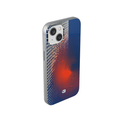 Blue Lite Phone Case for iPhone - Orange Orbit Grid