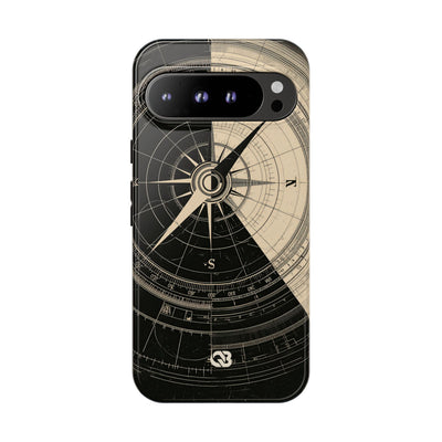 Beige Tough Phone Case for Google Pixel - Obsidian Nautical Blueprint