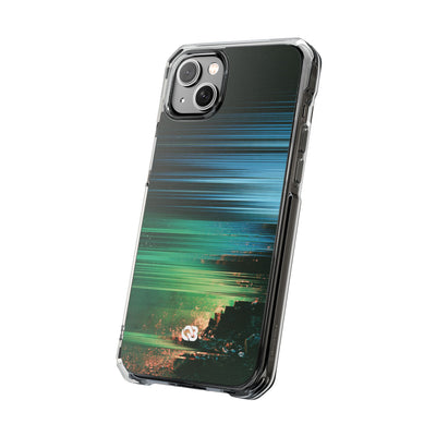 Digital Shoreline Drift · Clear Impact Magnetic Phone Case for iPhone ·  Teal