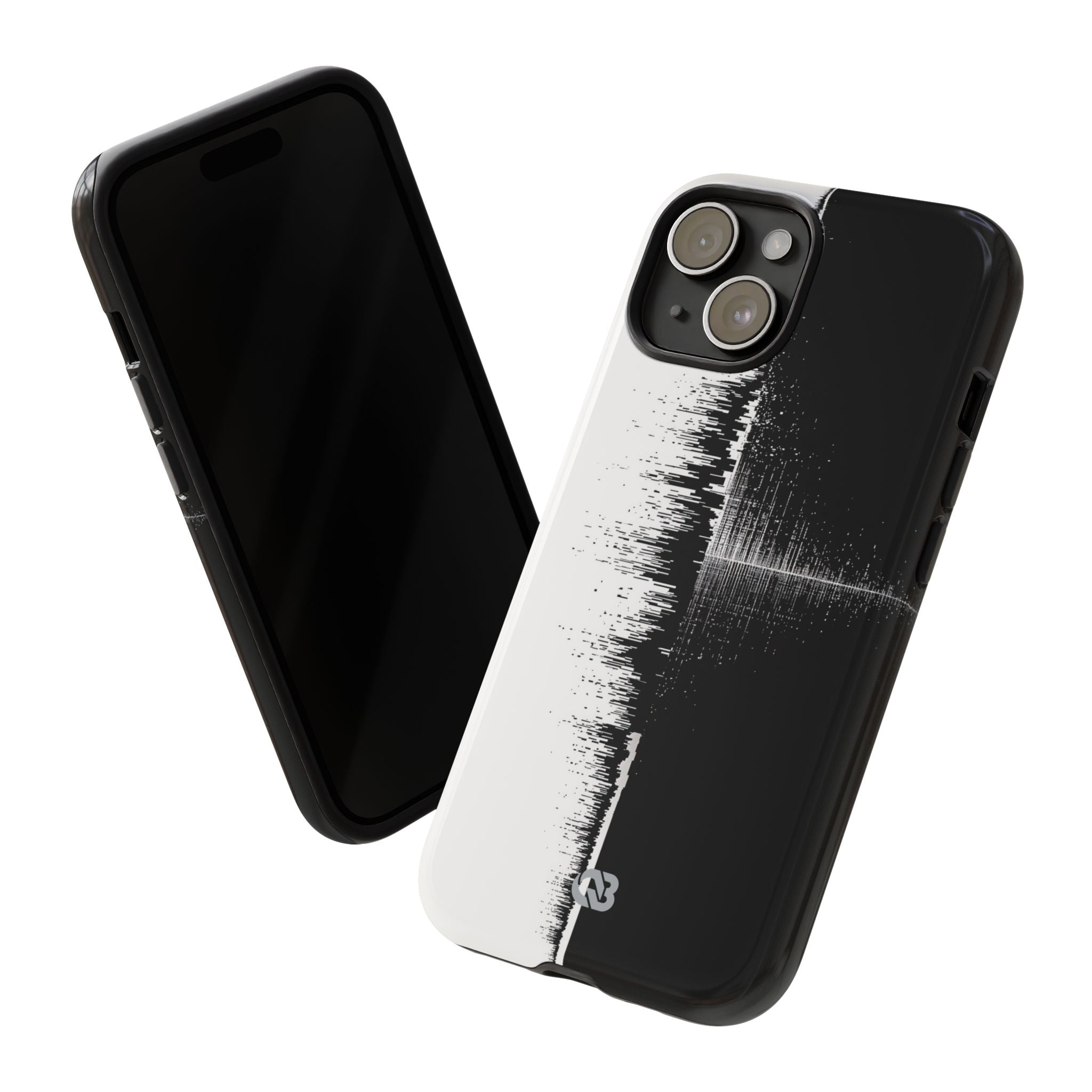 Black Tough Phone Case for iPhone - Static Signal Split