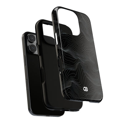 Black Tough Phone Case for iPhone - Obsidian Topo Wireframe
