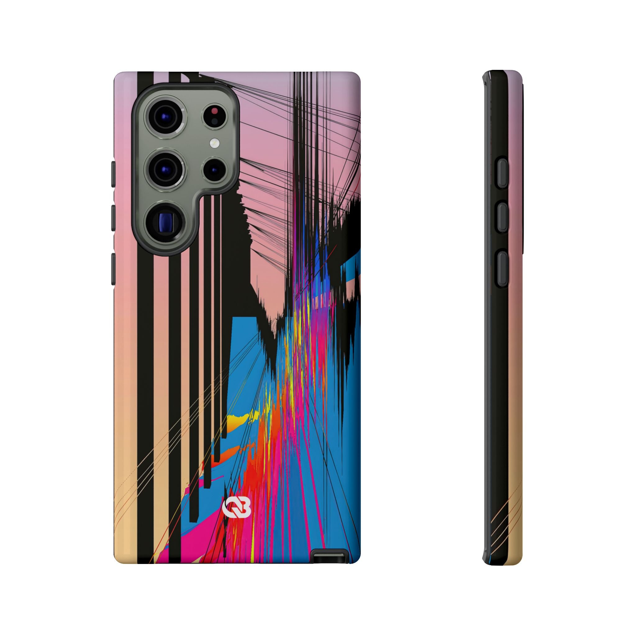 Blue Tough Phone Case for Samsung - Fractured Data Skyline