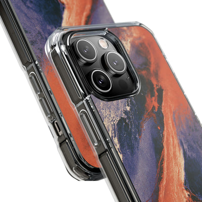 Solar Aura Drift · Clear Impact Magnetic Phone Case for iPhone · Orange