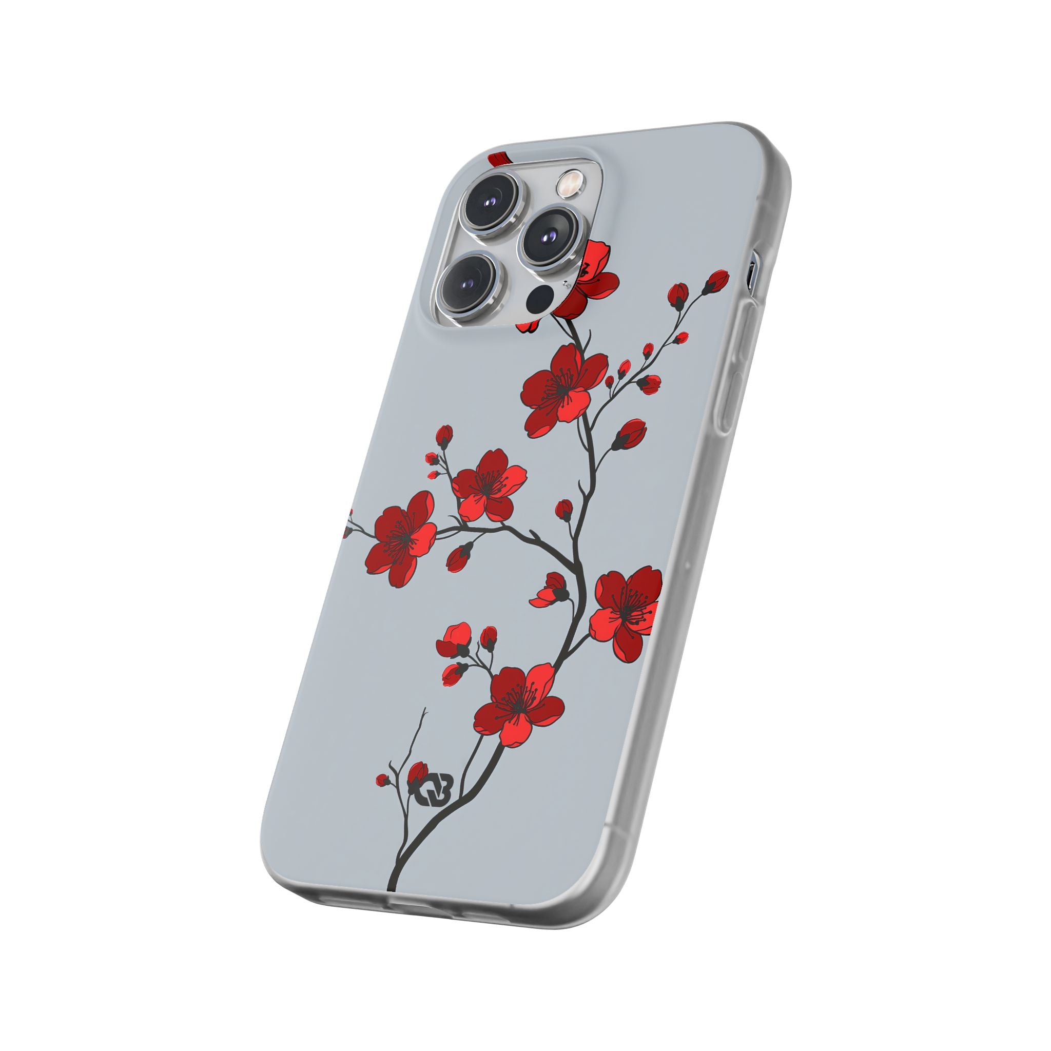 Grey Lite Phone Case for iPhone - Crimson Blossom Onyx