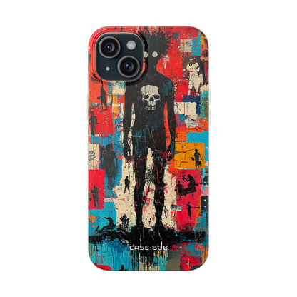 Spiky Skull Silhouette iPhone 15 Plus Case - Soft