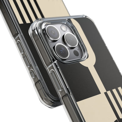 Black Impact MagSafe Phone Case for iPhone - Ivory Signal Grid