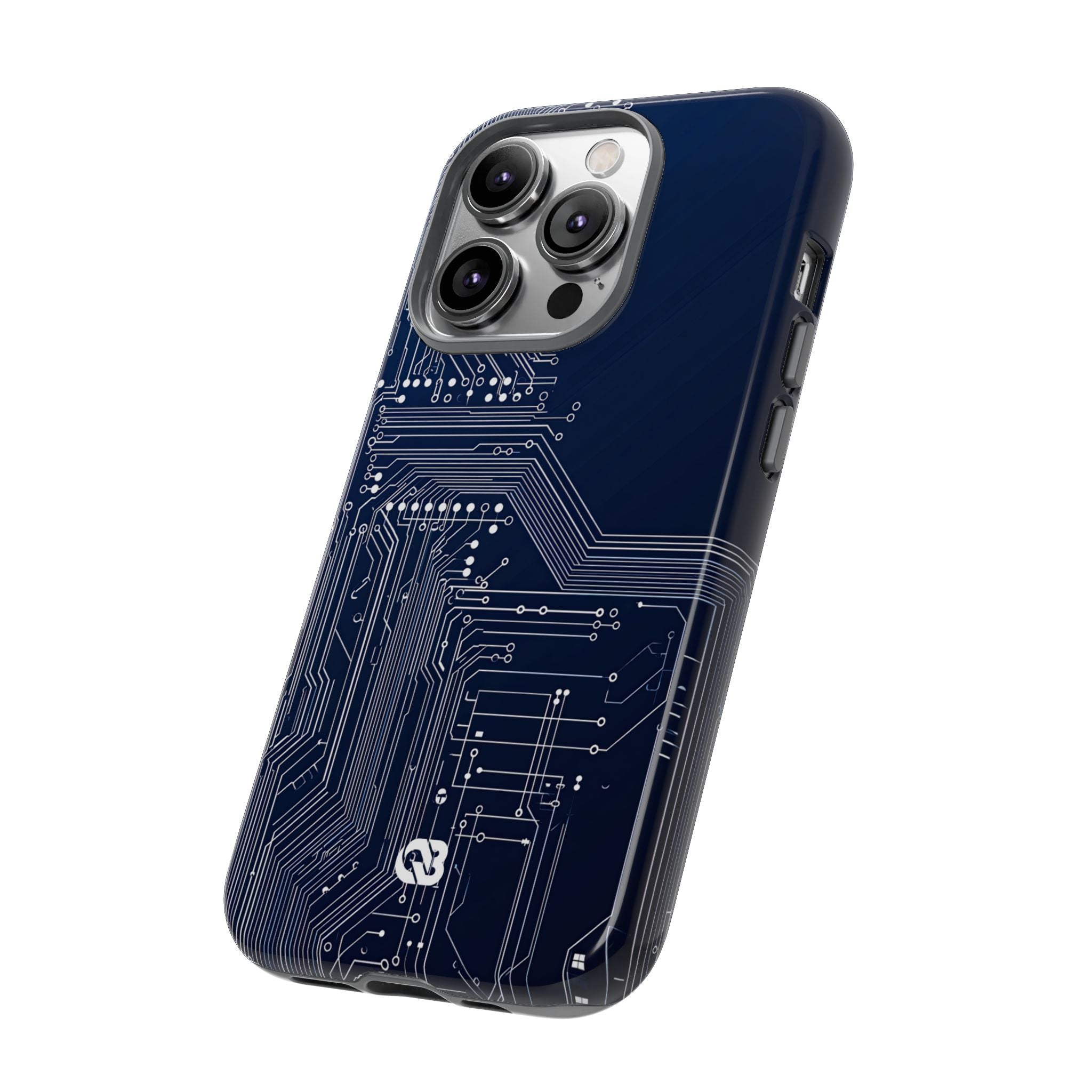 Blue Tough Phone Case for iPhone - Cobalt Data Stream