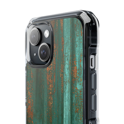 Teal Impact MagSafe Phone Case for iPhone - Verdigris Copper Siding