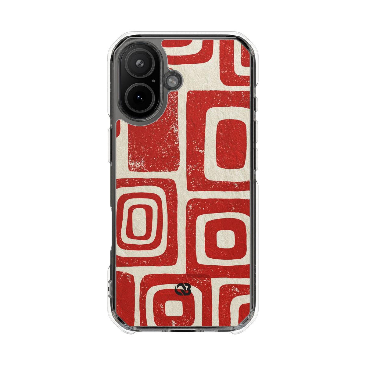 Vermilion Block Motif · Clear Impact Magnetic Phone Case for iPhone · Red