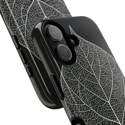 Black Tough 2.0 Magsafe Phone Case for iPhone - Bleached Leaf Lattice