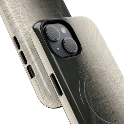 Beige Tough 2.0 Magsafe Phone Case for iPhone - Brutalist Graphite Grid