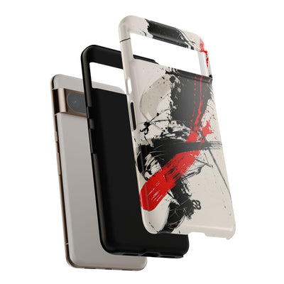 Crimson Sumi Slash · Tough Phone Case for Pixel ·  White