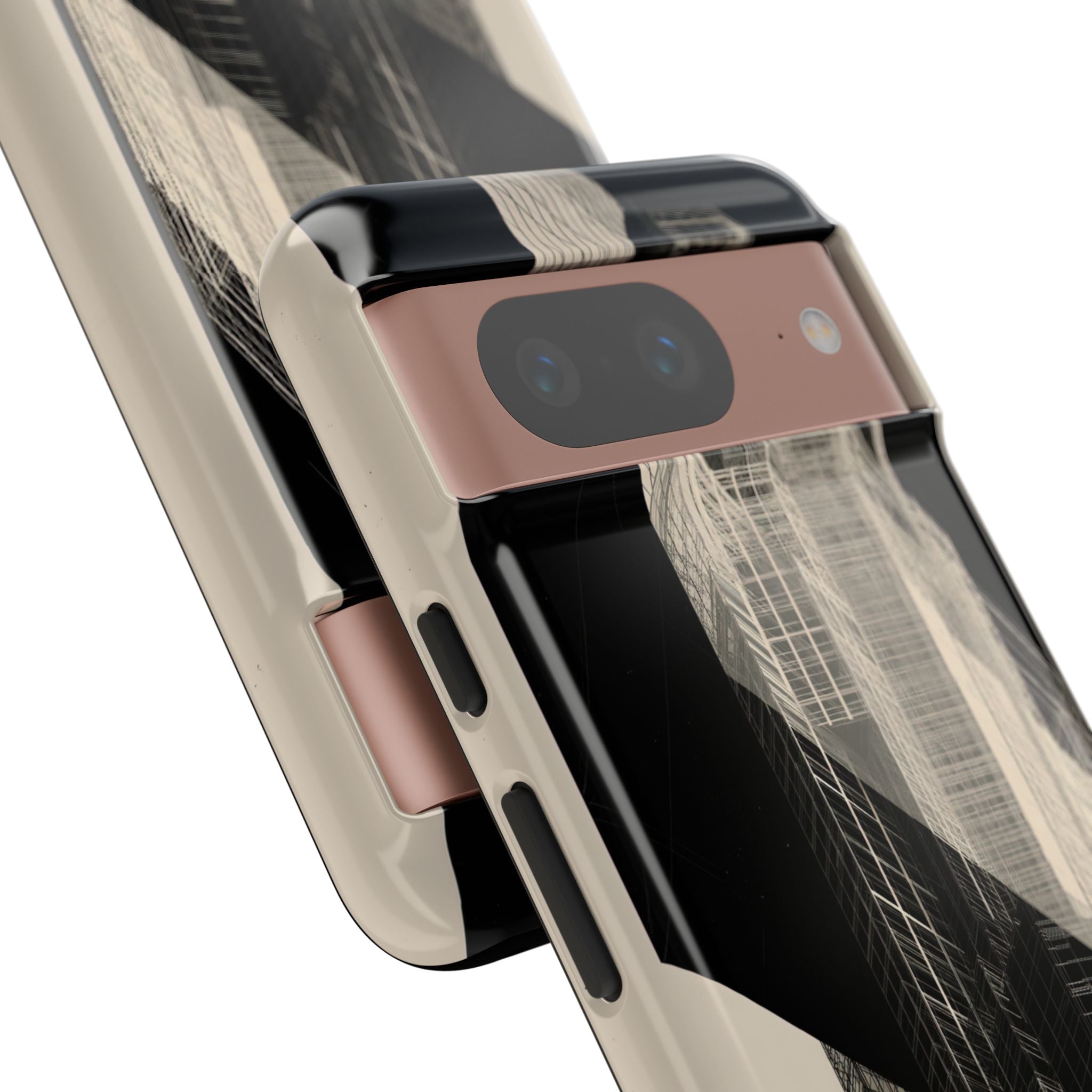 Beige Tough Phone Case for Google Pixel - Monolith Urban Grid